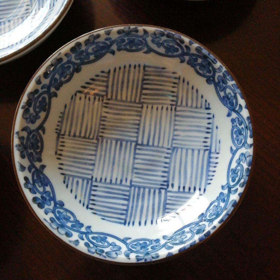 有田焼　線描タイル紋深皿　9枚　16cm　今物