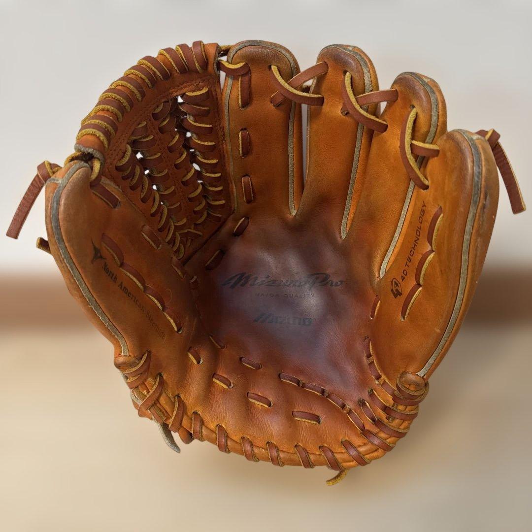 右投げ用 グローブ ミズノプロ 4Ｄ 軟式 ビッグM 紐・グリス交換済 内野手