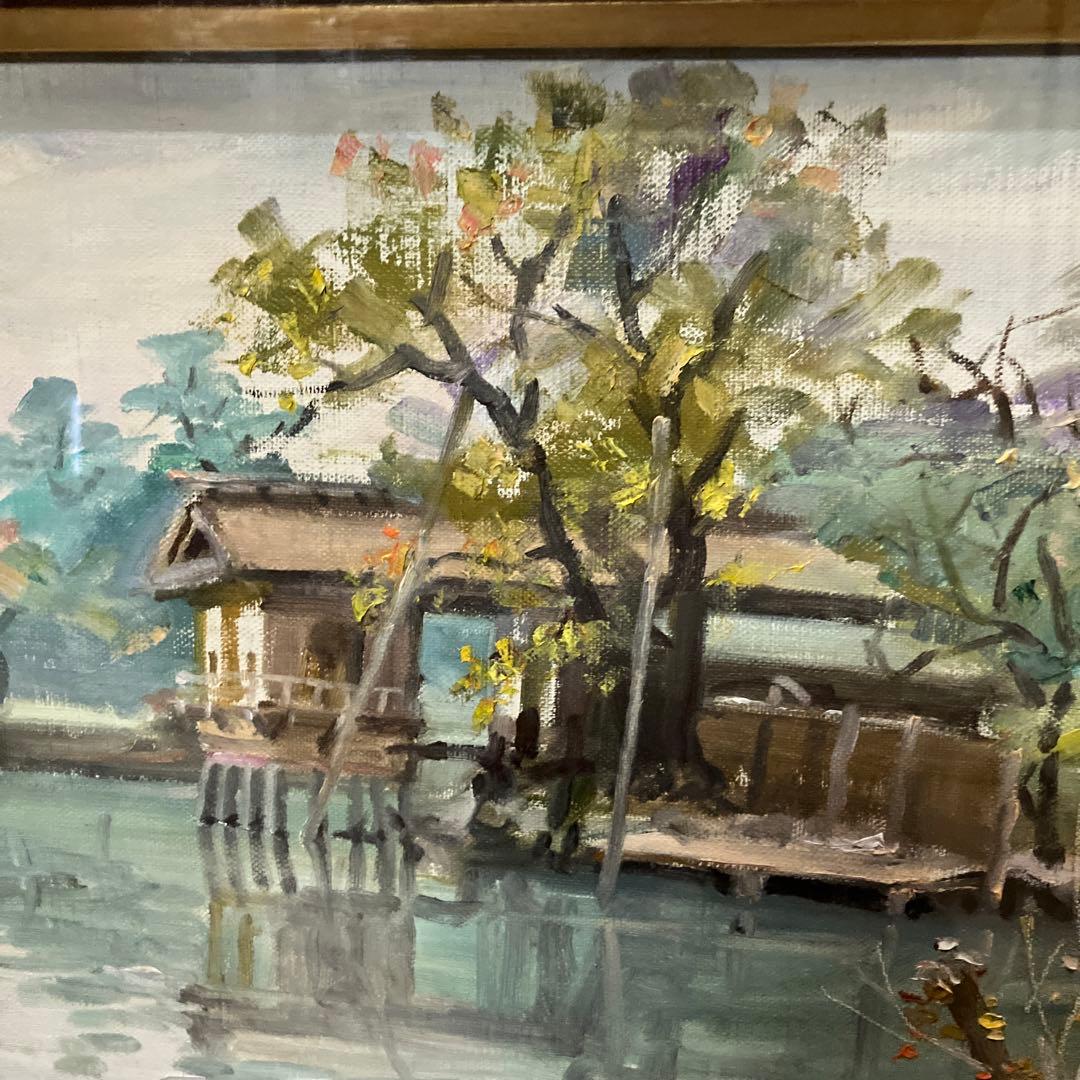 日展作家　川村嘉久作　油絵　『兼六園』
