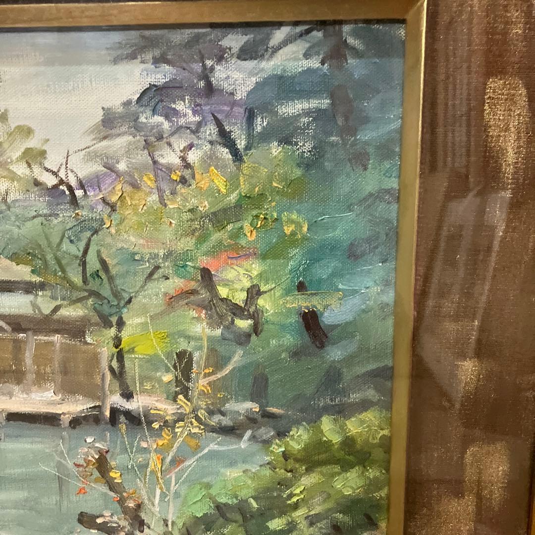 日展作家　川村嘉久作　油絵　『兼六園』