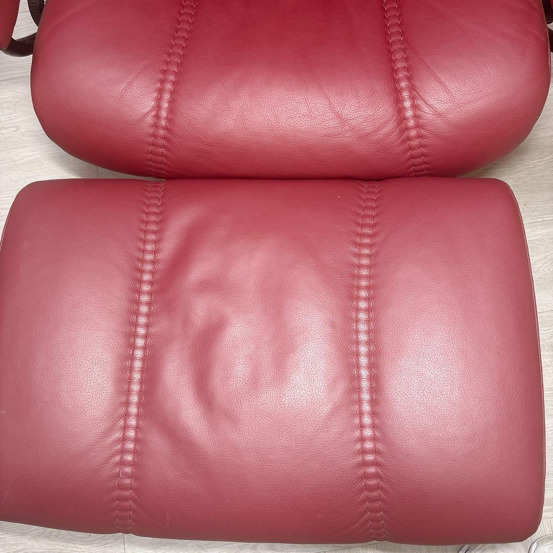 美品 エコーネス Ekornes ストレスレスチェア オットマン付 ワインレッド