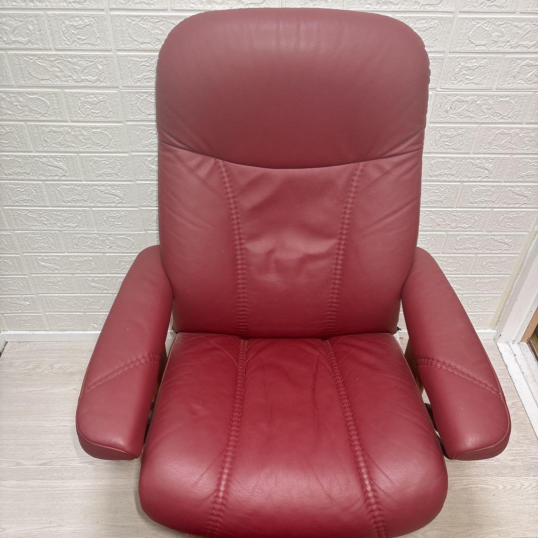 美品 エコーネス Ekornes ストレスレスチェア オットマン付 ワインレッド
