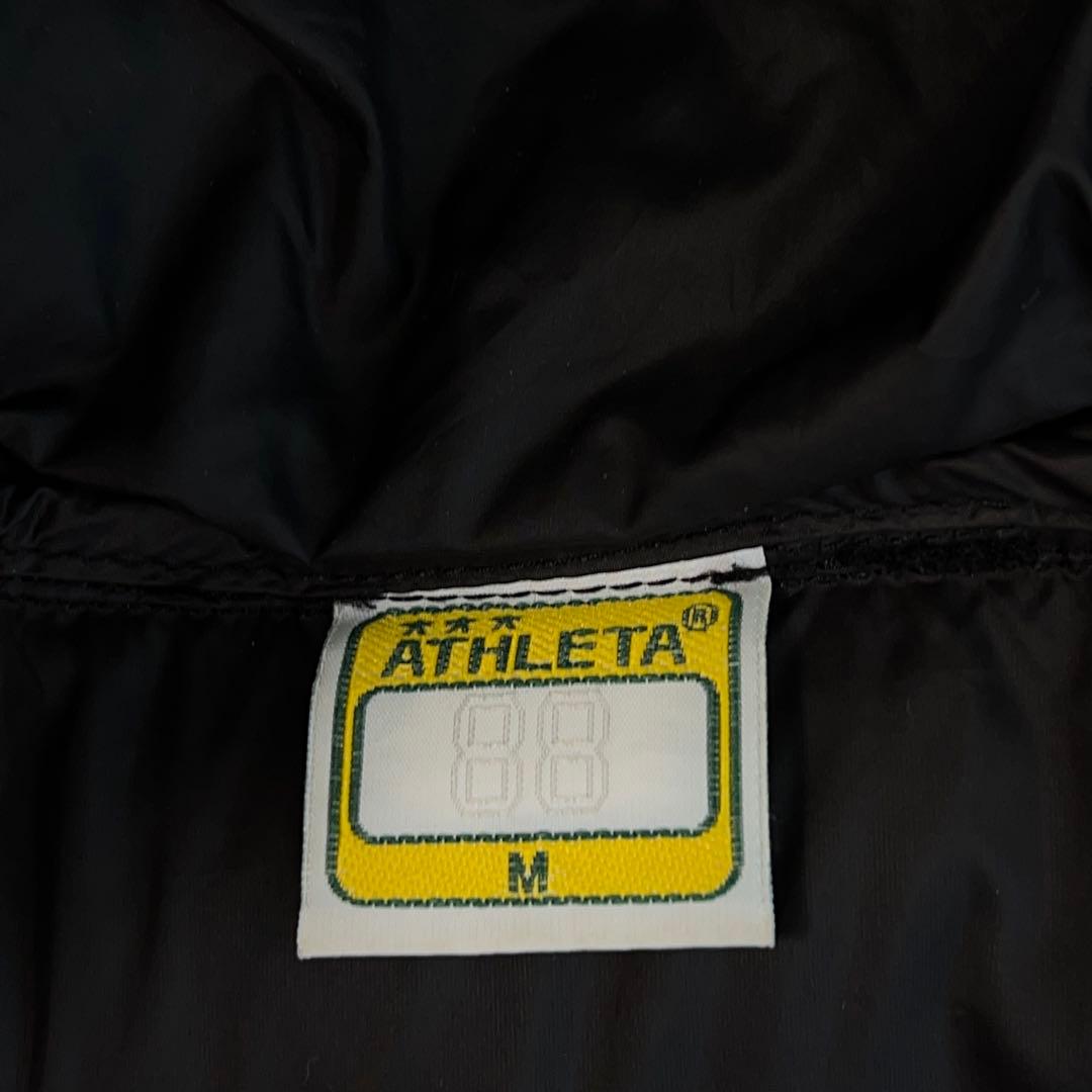 【ATHLETA】フーディダウンジャケット 異素材切替 防寒 黒 M フットサル