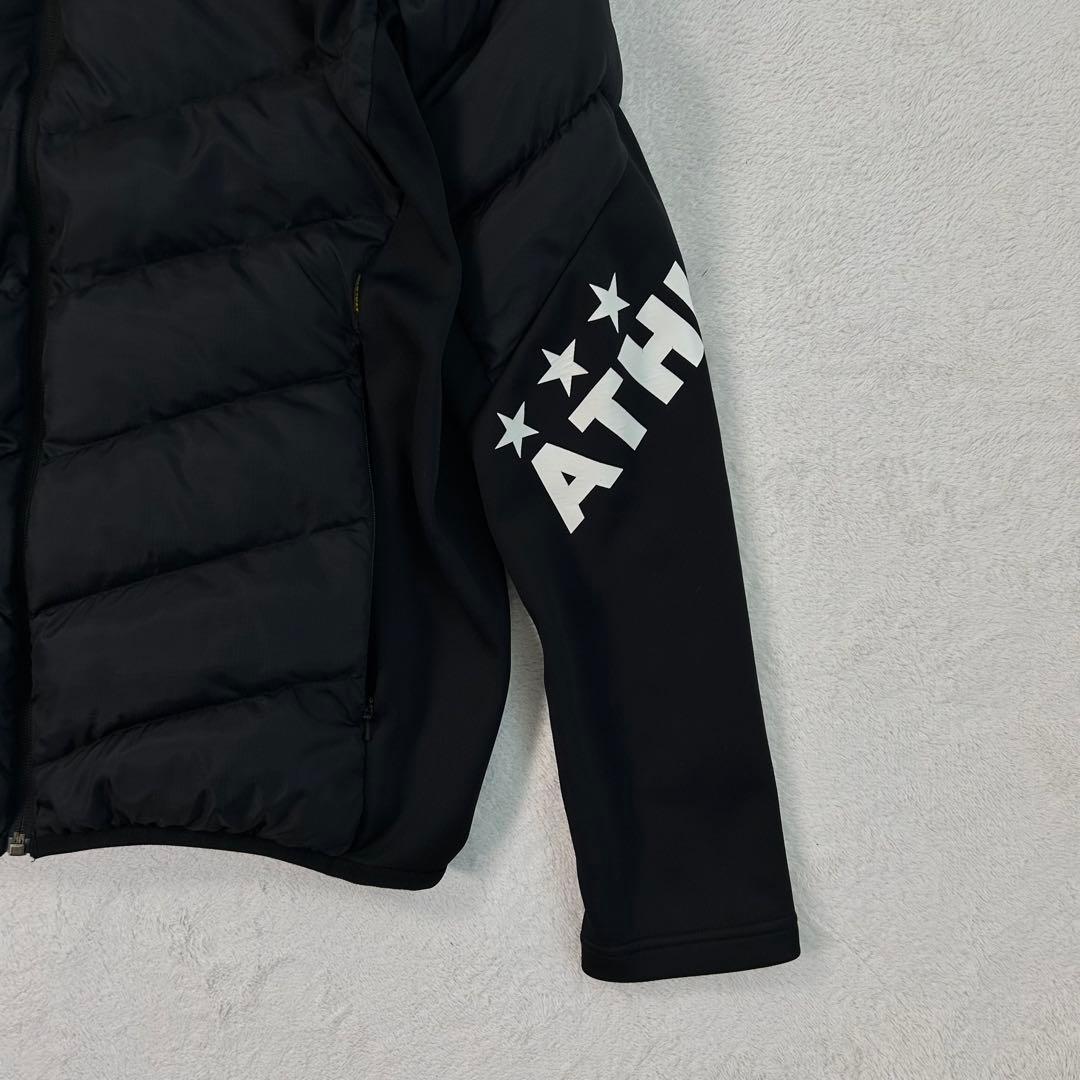 【ATHLETA】フーディダウンジャケット 異素材切替 防寒 黒 M フットサル