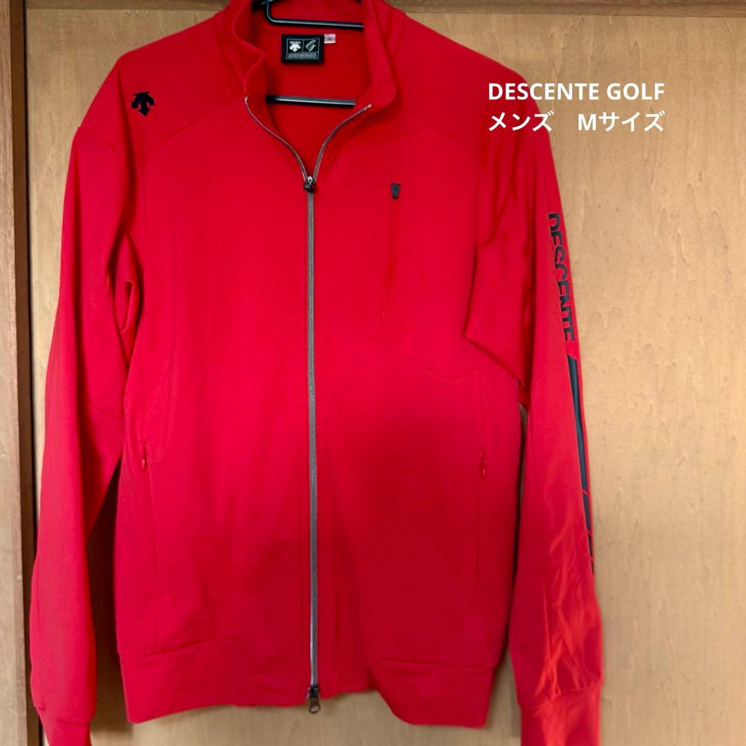 美品 デサントゴルフ ダブルジップ ジャージ ジャケットM 赤 DGM3025S