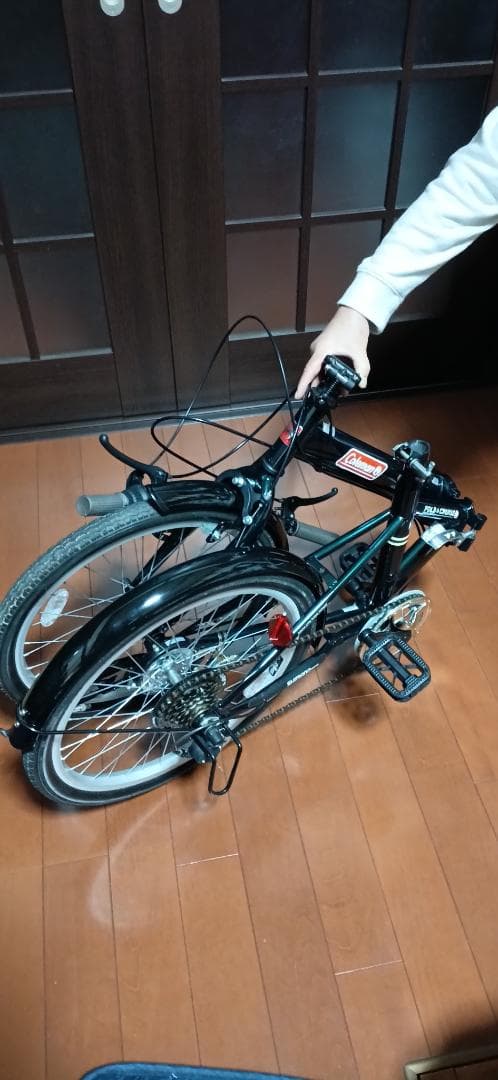 折りたたみ自転車 ダークグリーン 茶色サドル