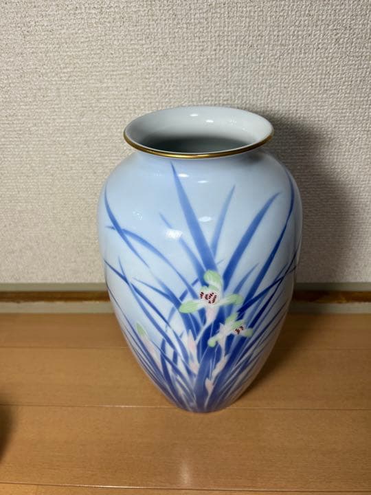 294 深川製磁　花瓶　2客　彩色磁絵　染付官窯