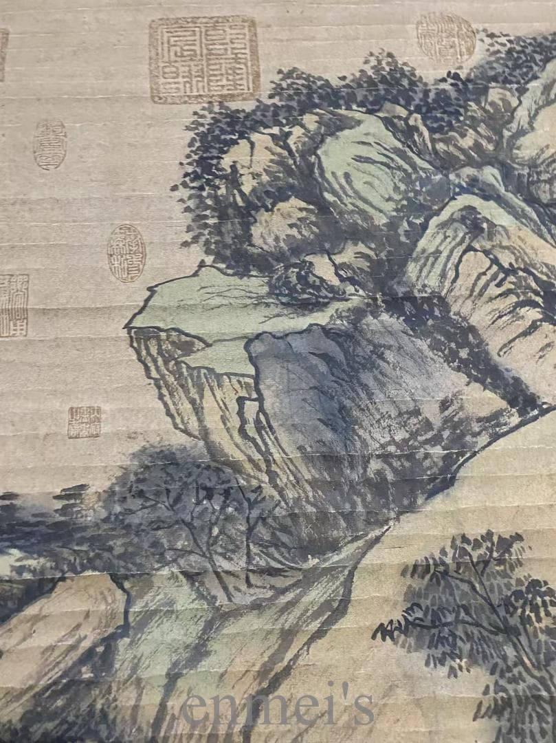 中国古美術『王時敏款 山水画』三尺中堂画 掛軸 表装済 宣紙 清代款 唐物 模写