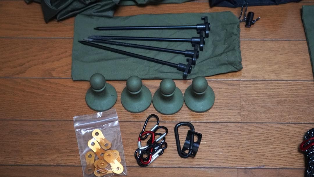 n*o様 TOMOUNT パップテント（グリーン）＋前幕＋二又ポールセット＋おま