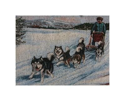 【新品】マラミュート★ゴブラン織りクッション［マラミュート犬ぞりチーム］