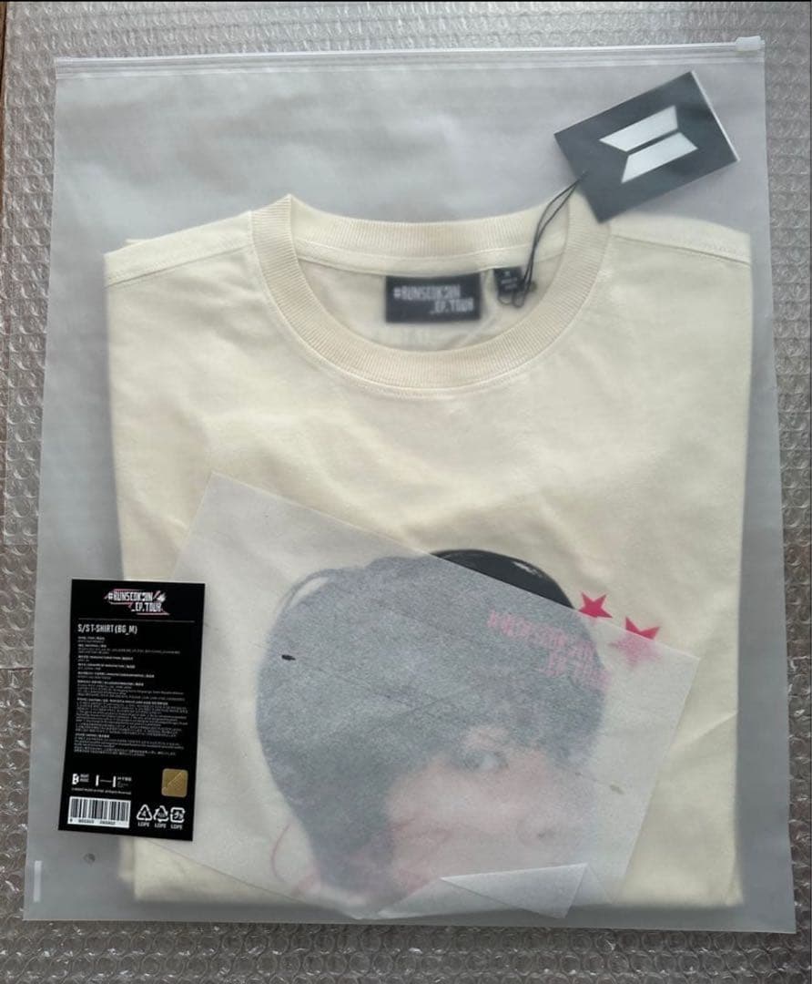 RUNSEOKJIN 公式　BTSジン　顔Tシャツ　ベージュ　Mサイズ