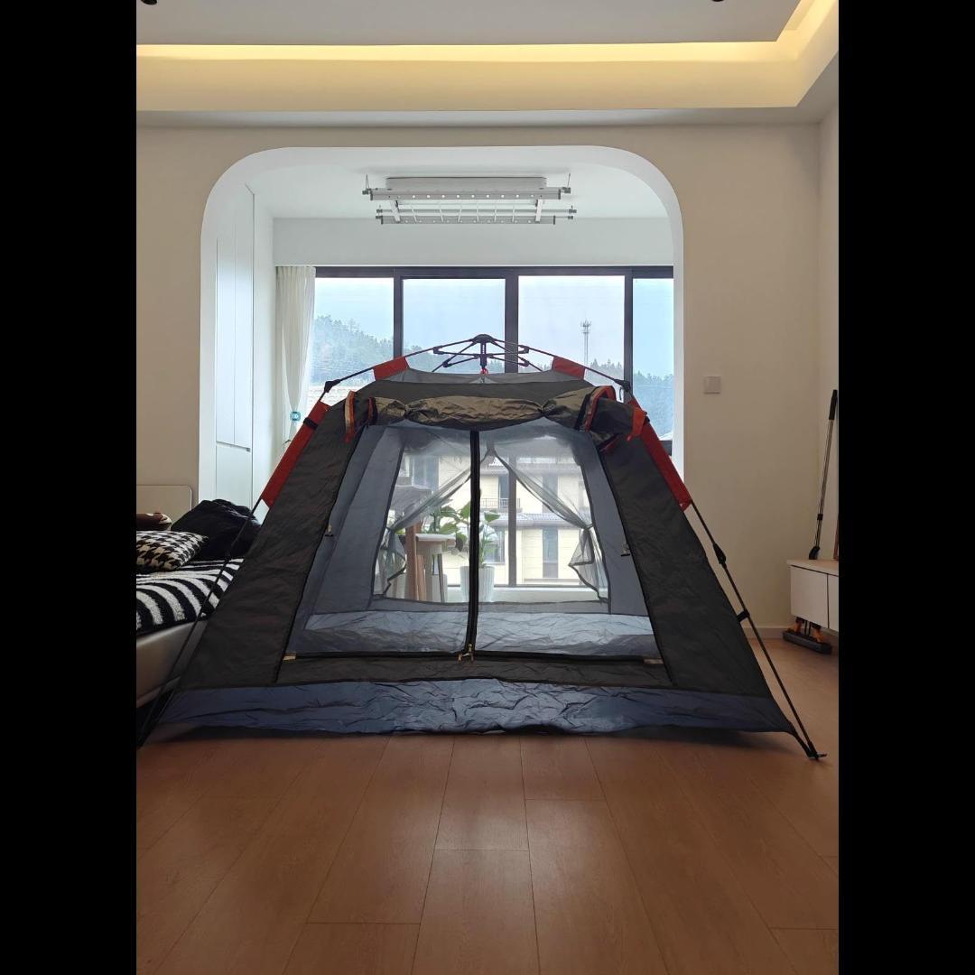 binoa テント ワンタッチテント 3～4人用 キャンプ アウトドア グレー