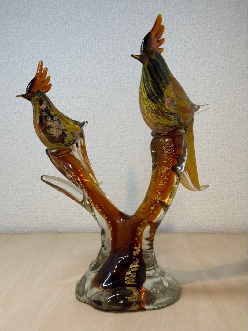 ガラス製の鳥　置物