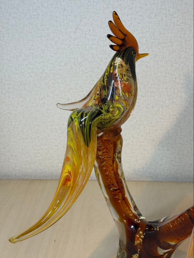 ガラス製の鳥　置物