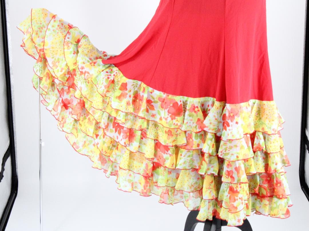 【美品 フラメンコ衣装】花柄フリル HERMOSA IBERIA ファルダ