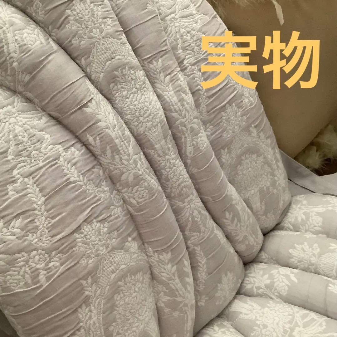 アミブルージュ☆花柄椅子用クッション グレー ループ付き