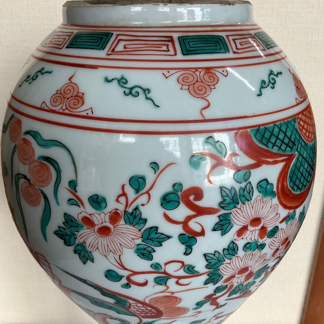 中国　萬暦赤絵菊花鳳凰文大花瓶