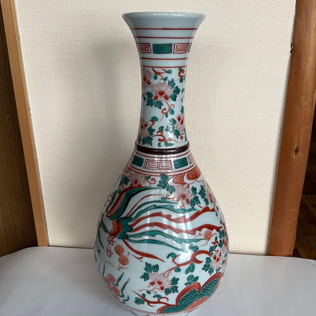 中国　萬暦赤絵菊花鳳凰文大花瓶