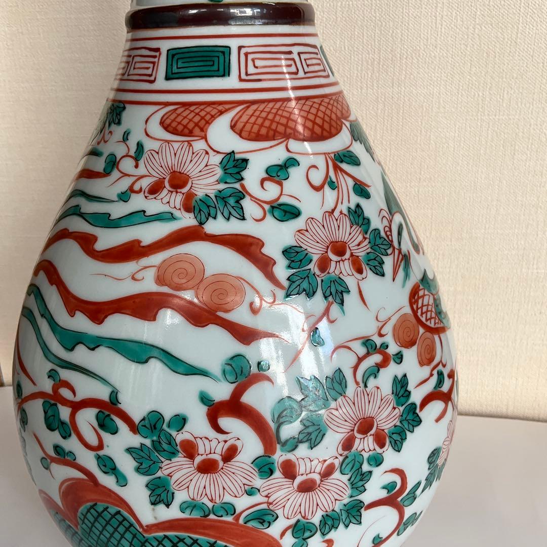 中国　萬暦赤絵菊花鳳凰文大花瓶