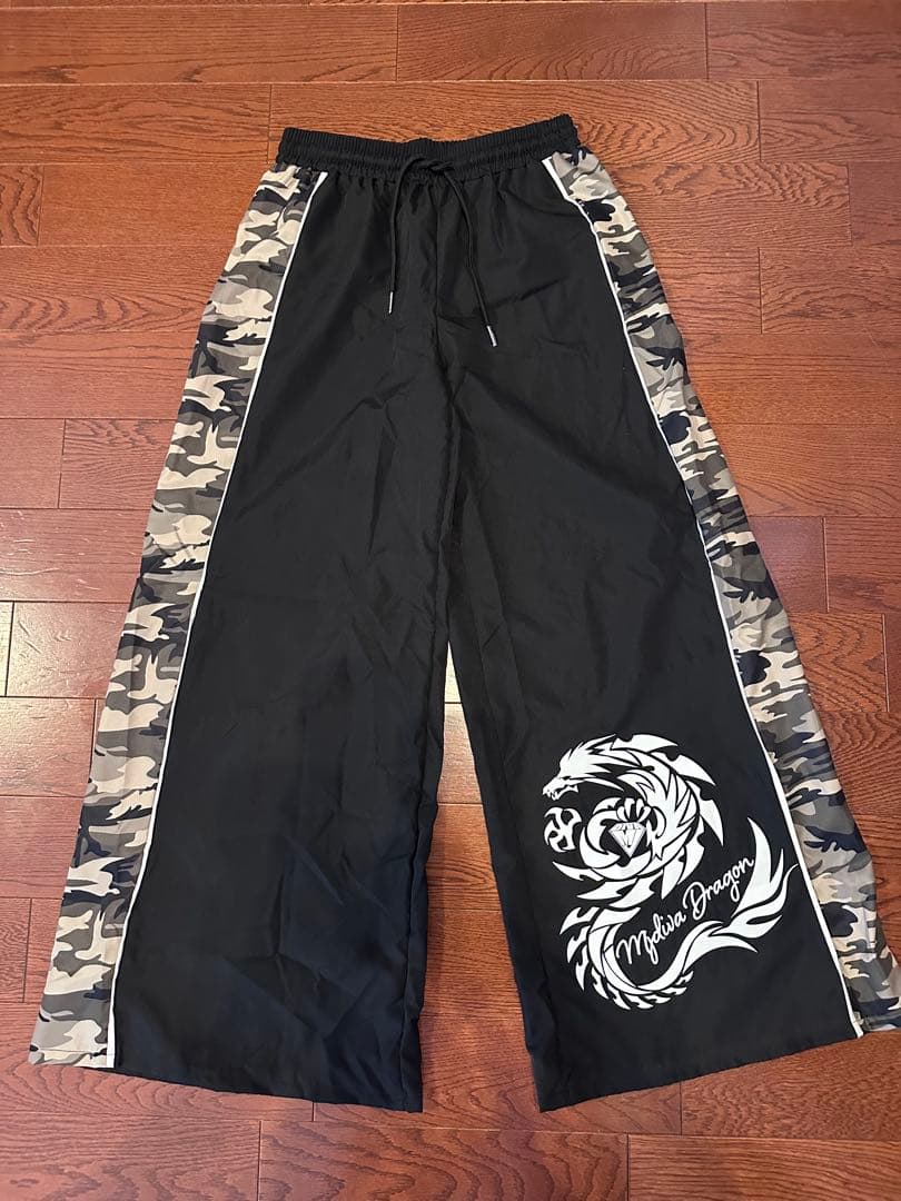 mjdiva MJDIVAドラゴンプリント迷彩ワイドパンツ ロングパンツ