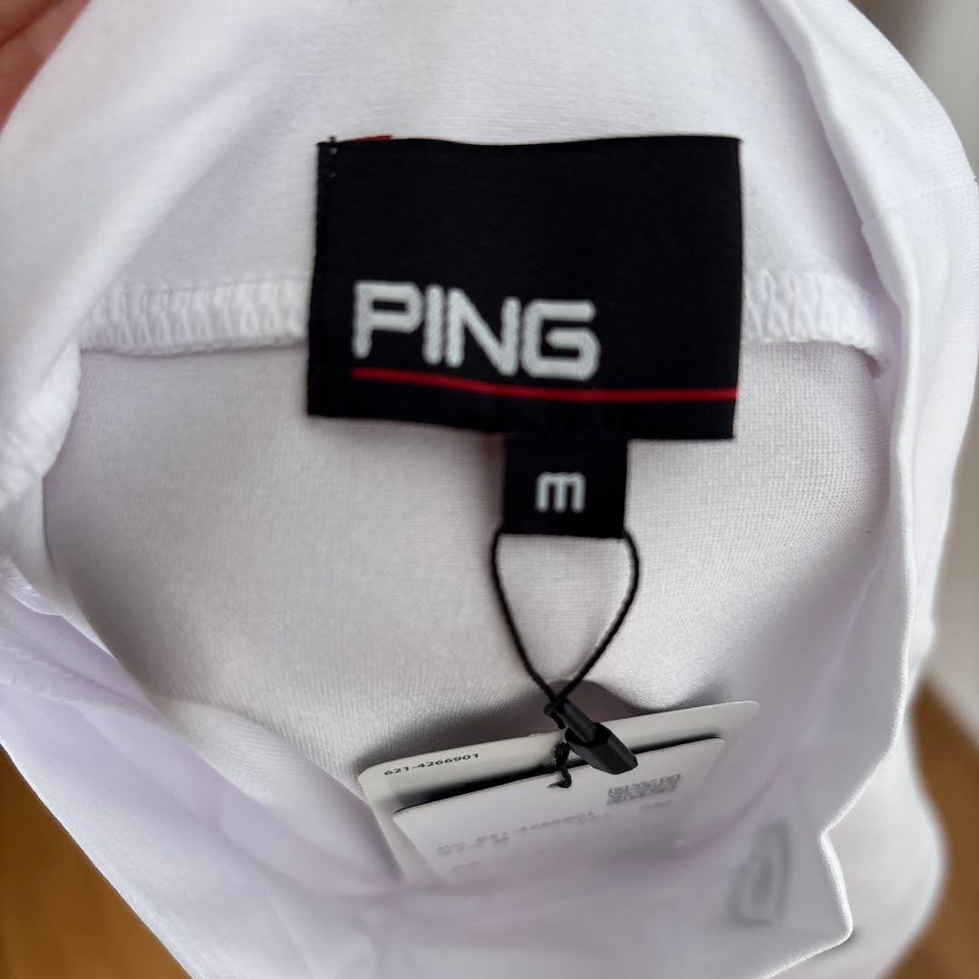 新品未使用　PING ホワイト 長袖シャツ　モックネックゴルフシャツ