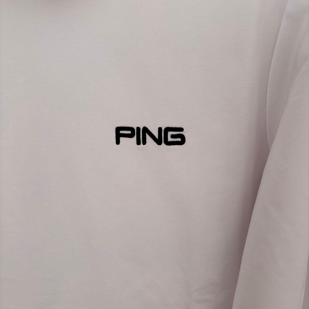 新品未使用　PING ホワイト 長袖シャツ　モックネックゴルフシャツ