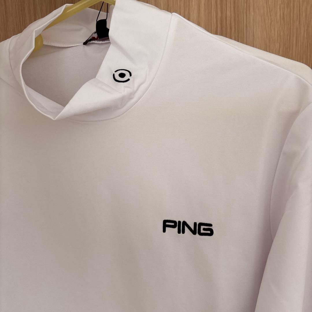 新品未使用　PING ホワイト 長袖シャツ　モックネックゴルフシャツ