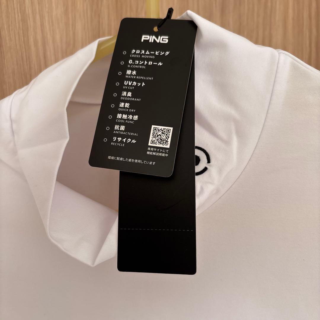 新品未使用　PING ホワイト 長袖シャツ　モックネックゴルフシャツ