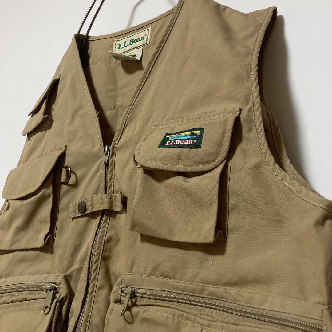 90s LLBEAN フィッシングベスト Mサイズ ベージュ 多ポケット
