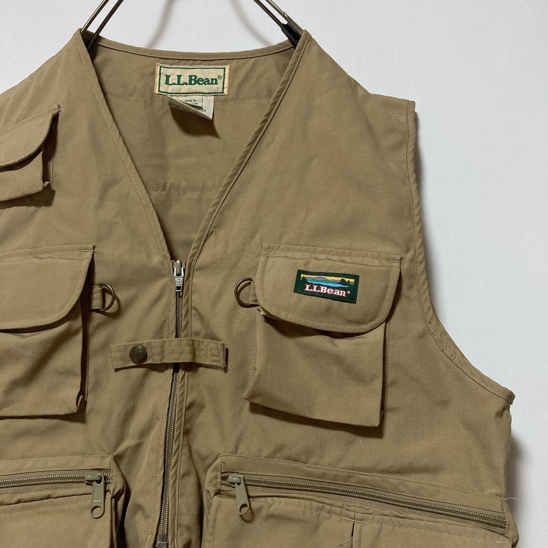 90s LLBEAN フィッシングベスト Mサイズ ベージュ 多ポケット