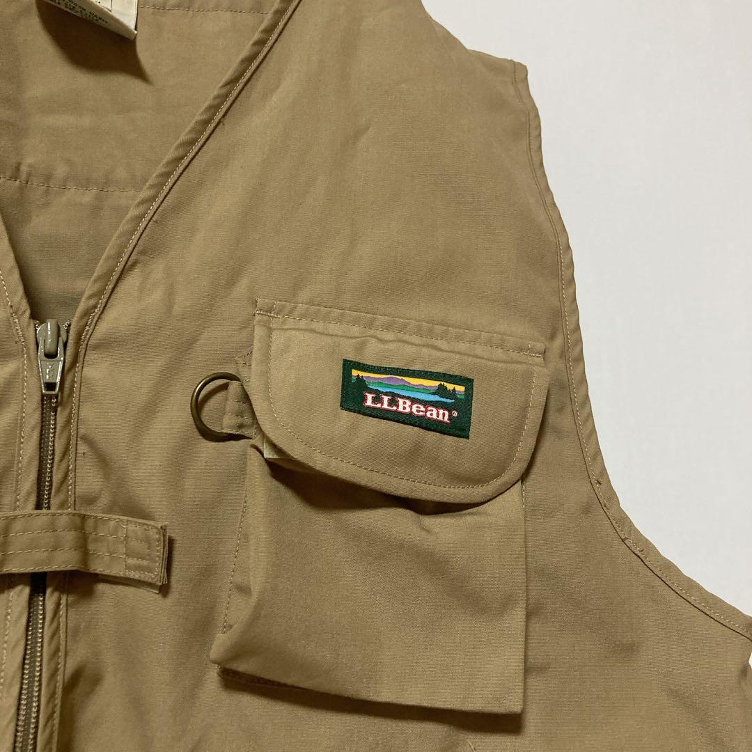 90s LLBEAN フィッシングベスト Mサイズ ベージュ 多ポケット
