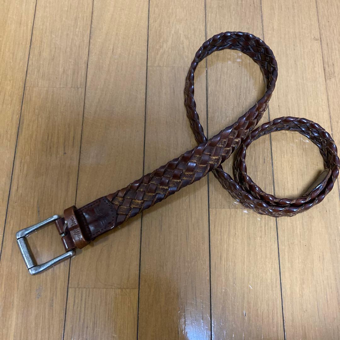 ブラウン 編み込みレザーベルト