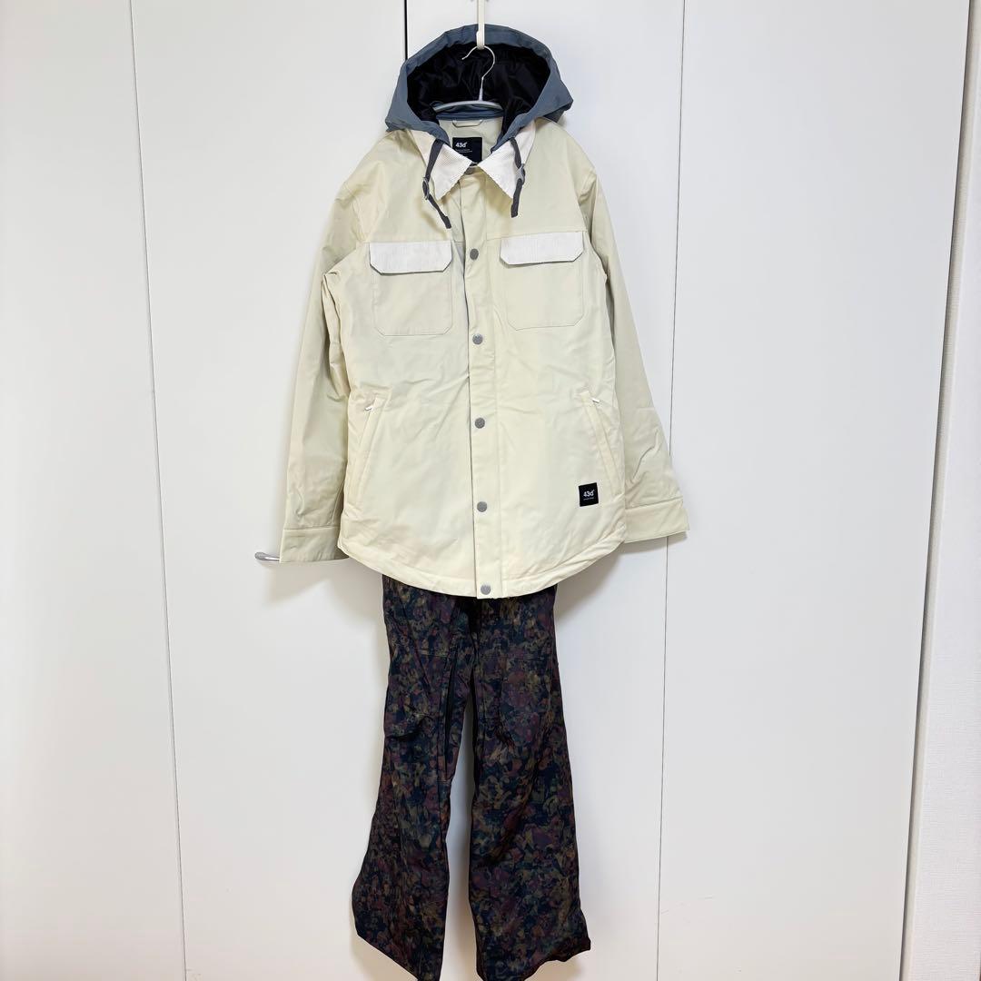 43DEGREES スノーボード　スキーウェア　上下セット　Ｌ　ビブパンツ　手袋