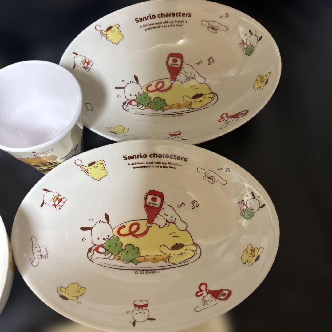 サンリオキャラクターズ どんぶり カレー皿 コップ トレーのセット