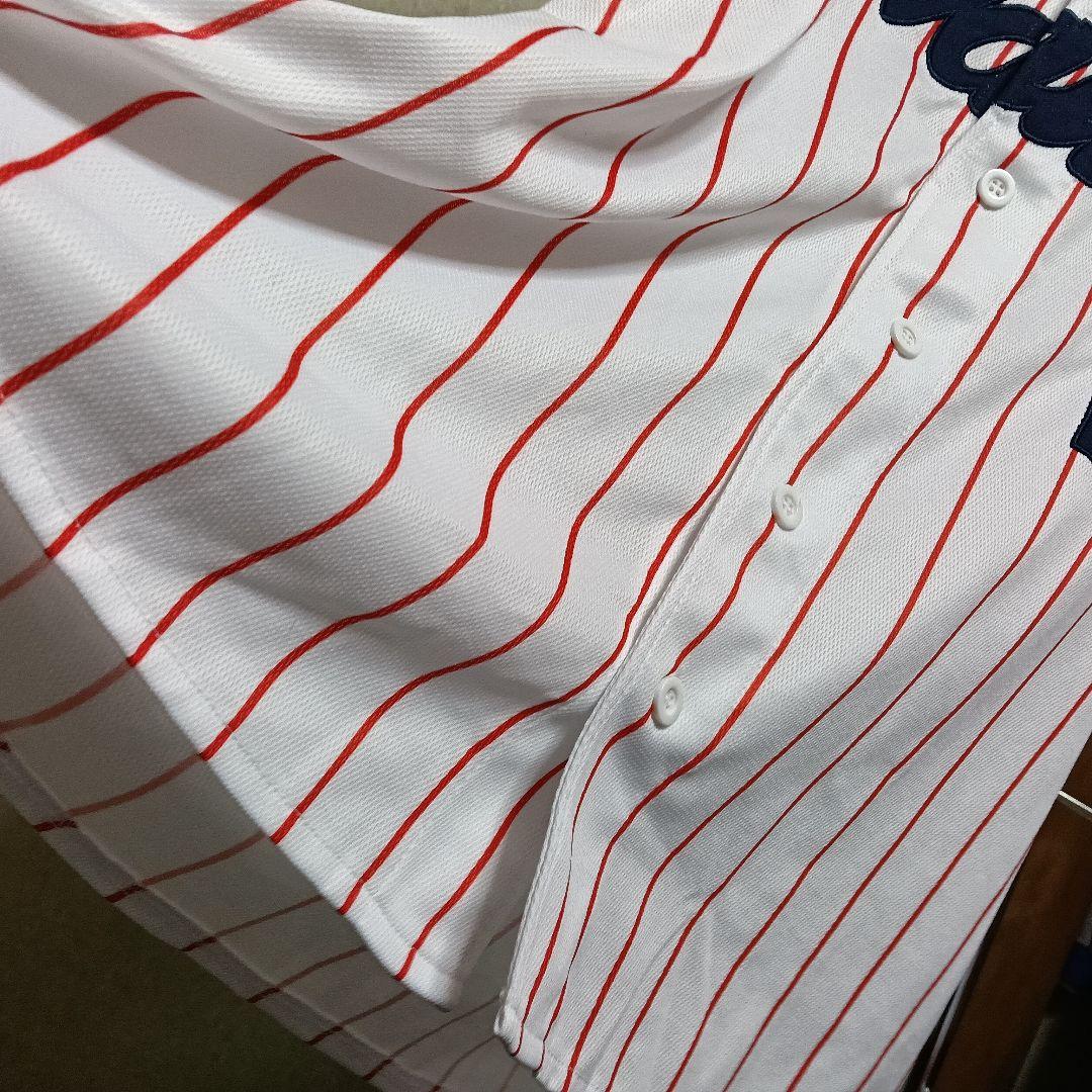 ヤクルトスワローズ 大引啓次 1999-2005復刻白地ストライプユニフォーム