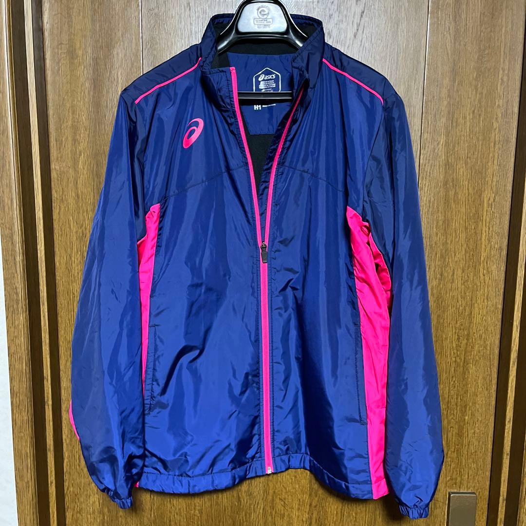 ASICS ウォームアップジャケット H1 ネイビー/ピンク
