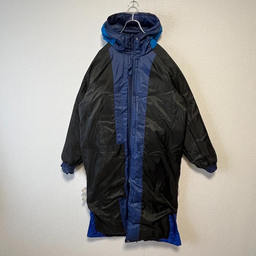 【良品】 adidas ワンポイントロゴ ３ストライプス ダウン ベンチコート