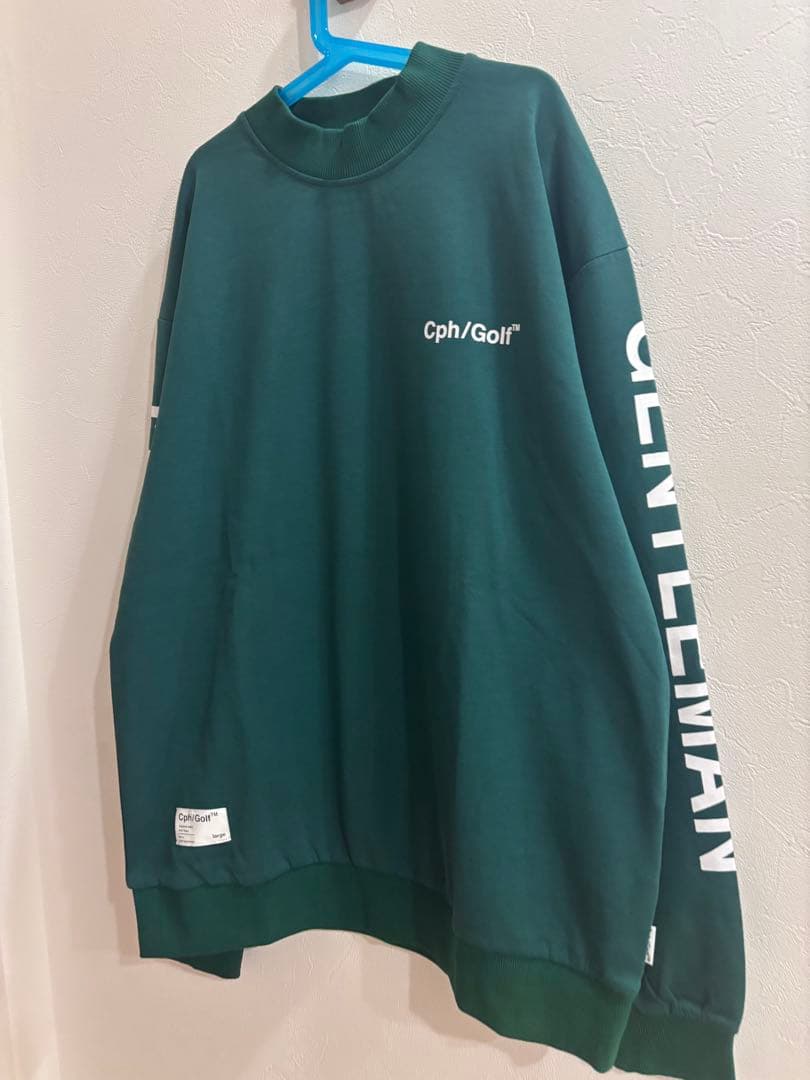 ロゴモックネックシャツ　グリーン　L