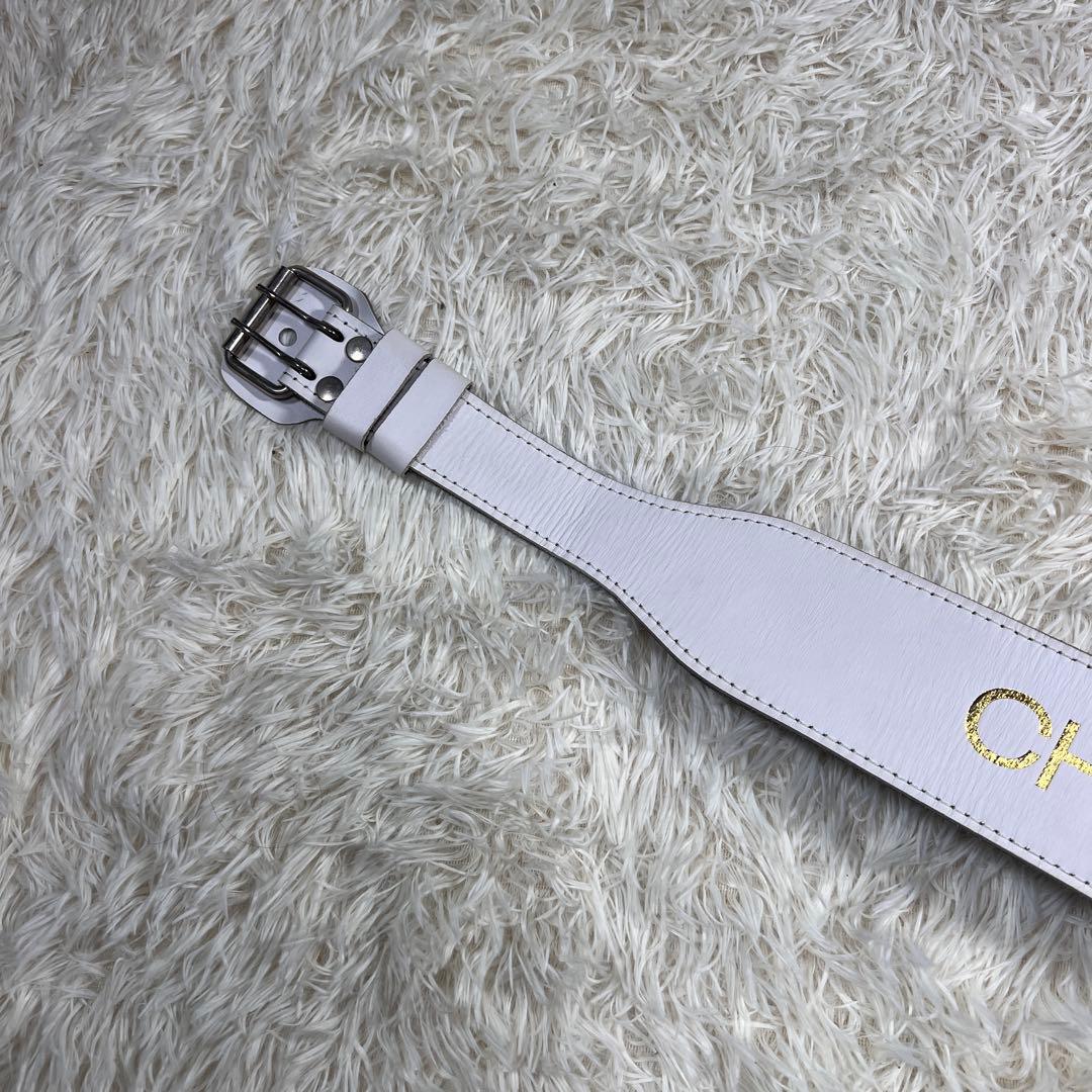 良品 クリオ CHRIO ベルト 白 レザー 肉厚 トレーニング ウエイト