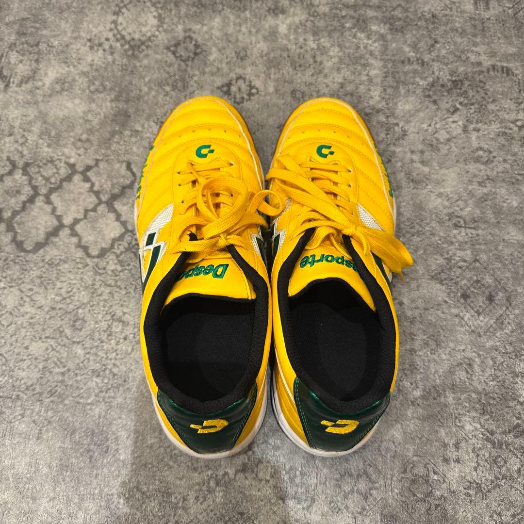 【美品】Desporte フットサルシューズ イエロー/グリーン26.5cm
