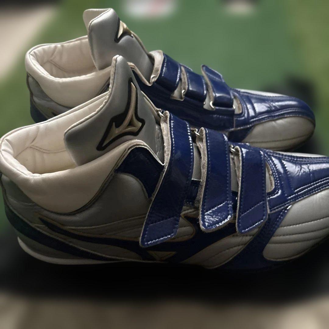Mizuno スパイク 青/銀 ベルクロ式　27.5センチ