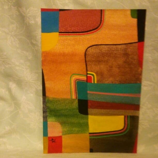 水彩画による現代アート　19cm 13.3cm