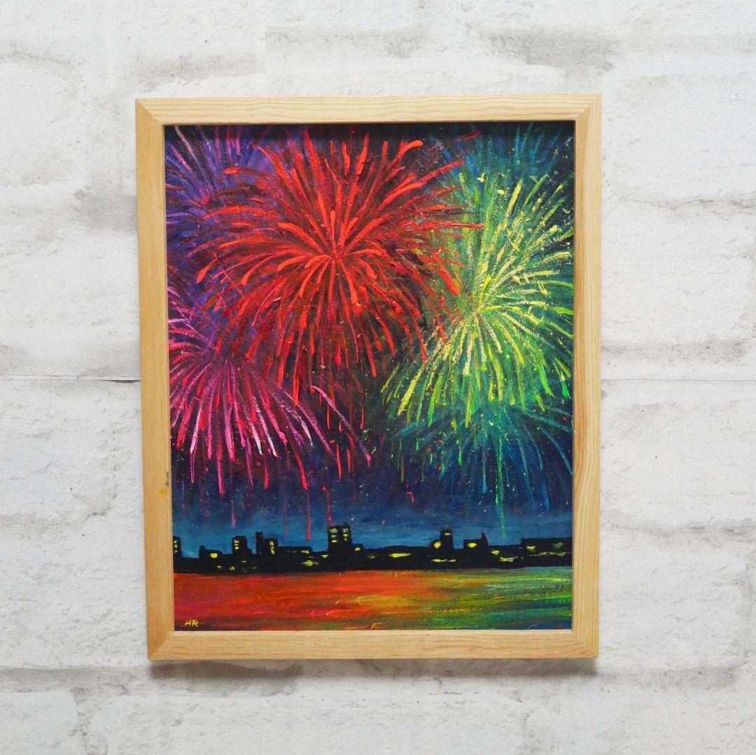 油絵 油彩 油彩画 絵 絵画【花火大会】