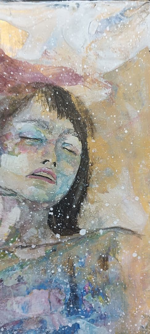 美人画 抽象 現代アート 水彩 アナログアート 原画 木製パネル