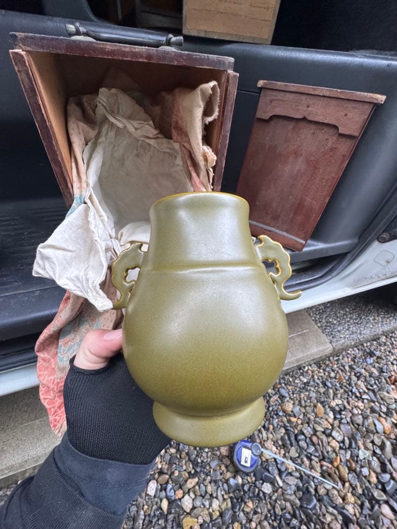 ‼️早速最後の値段‼️リサイクルFORT‼️唐物買取③‼️中国製の緑の花瓶‼️箱入で在銘‼️