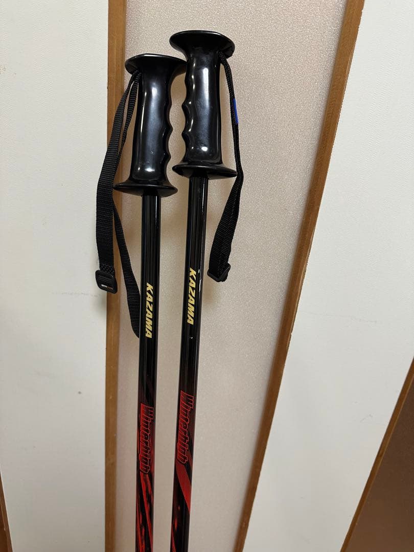 3セットKAZAMA スキー板159cm,ブーツ27cm,ストック115cm