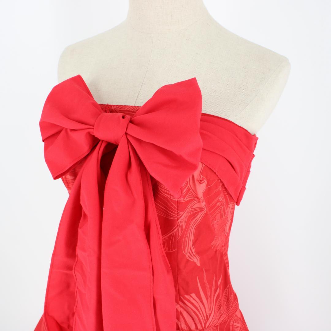 【美品 フラダンス衣装】レッド FANCY DRESS ワンピース ドレス 赤