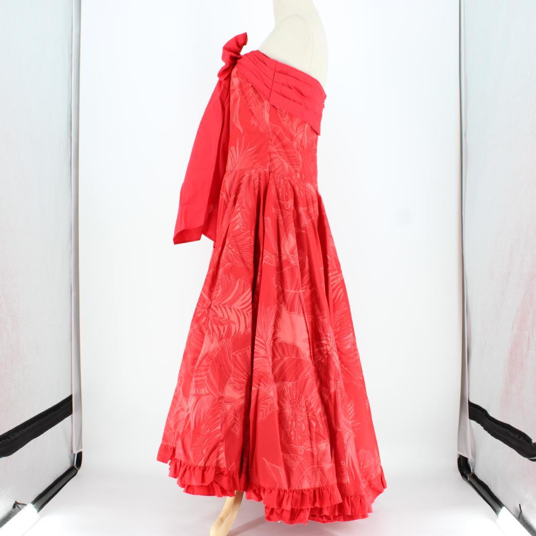 【美品 フラダンス衣装】レッド FANCY DRESS ワンピース ドレス 赤