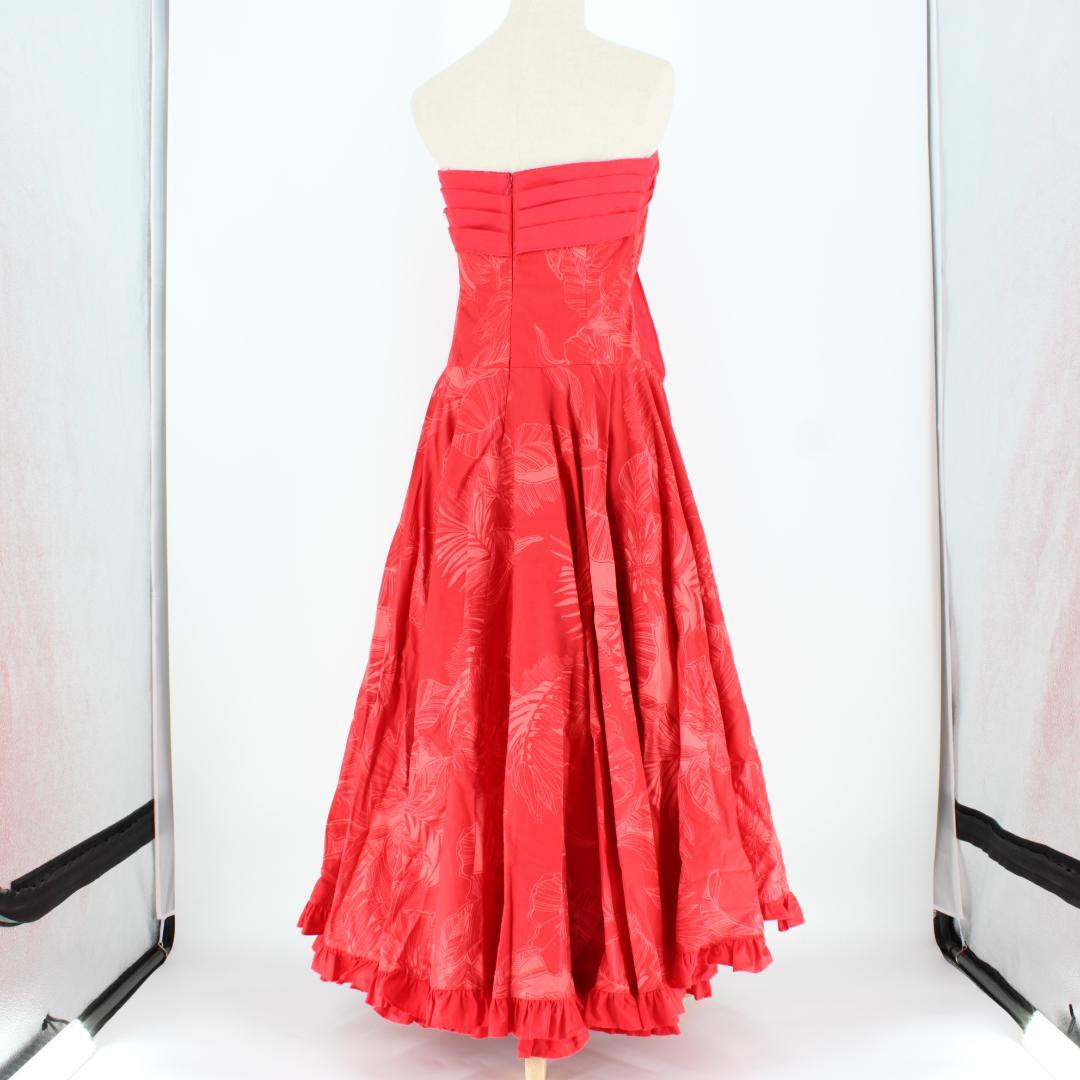 【美品 フラダンス衣装】レッド FANCY DRESS ワンピース ドレス 赤