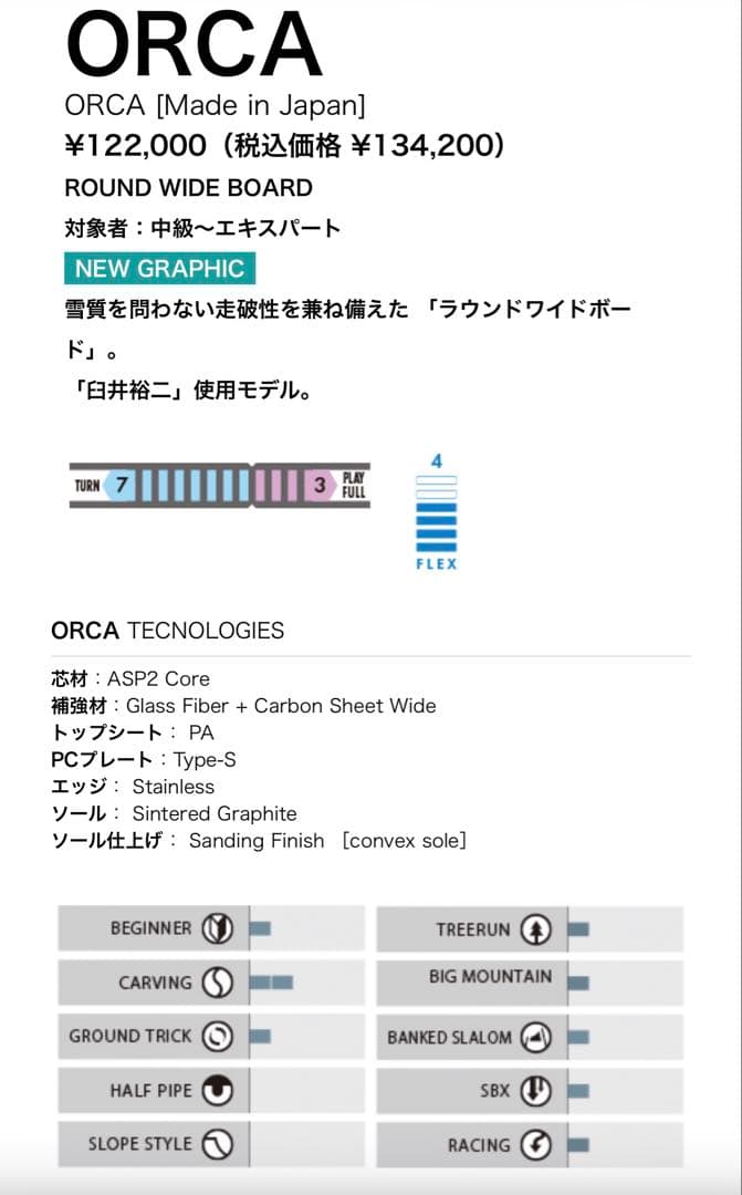 25-26 OGASAKA ORCA 160cm 新品未使用